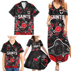 Personalized St Kilda Saints Family Matching Summer Maxi Dress and Hawaiian Shirt Aboriginal Dot Painting Graffiti Style