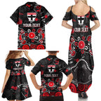 Personalized St Kilda Saints Family Matching Summer Maxi Dress and Hawaiian Shirt Aboriginal Dot Painting Graffiti Style