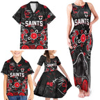 Personalized St Kilda Saints Family Matching Tank Maxi Dress and Hawaiian Shirt Aboriginal Dot Painting Graffiti Style