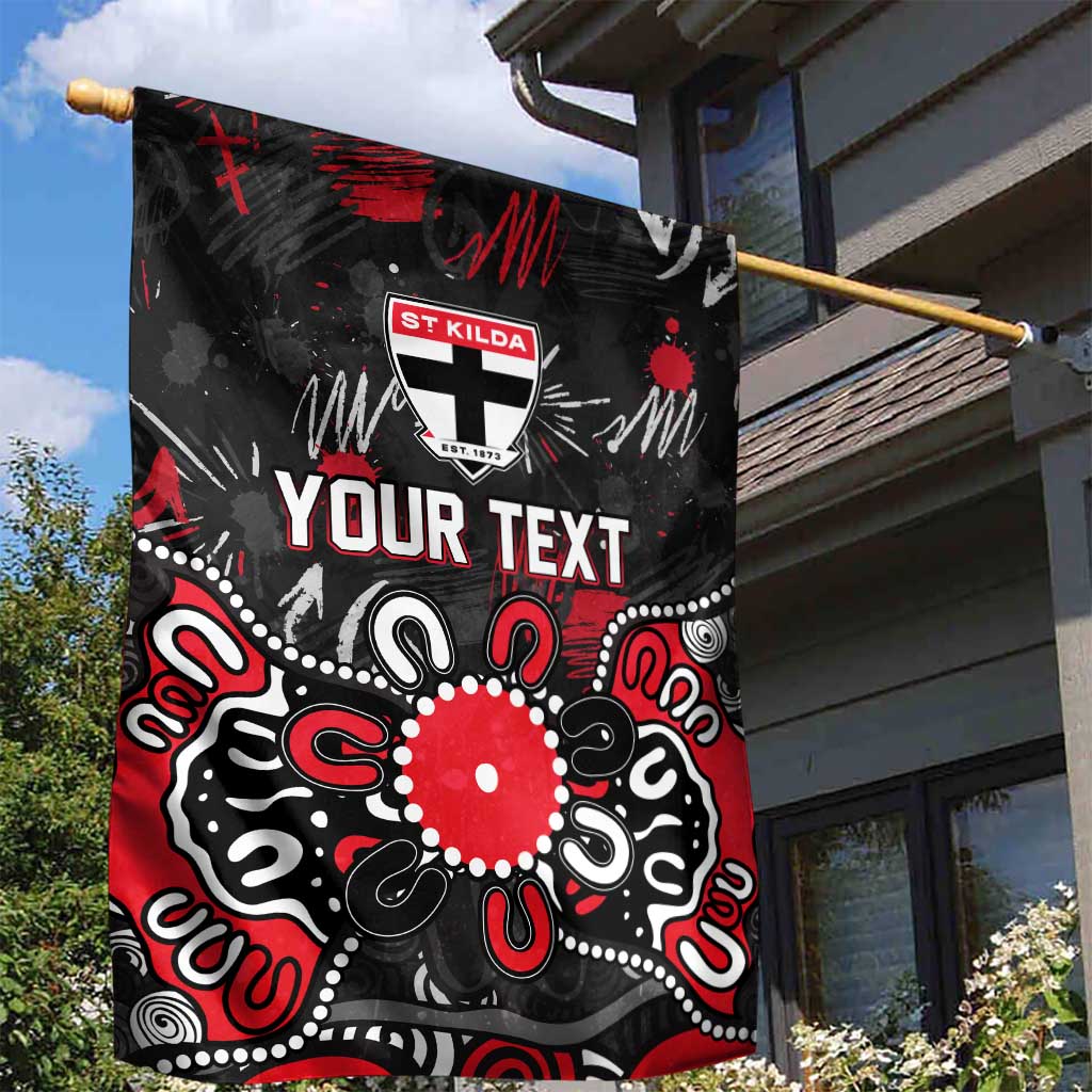 Personalized St Kilda Saints Garden Flag Aboriginal Dot Painting Graffiti Style