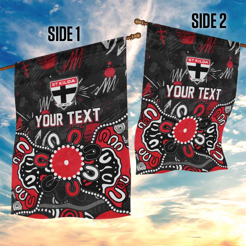 Personalized St Kilda Saints Garden Flag Aboriginal Dot Painting Graffiti Style