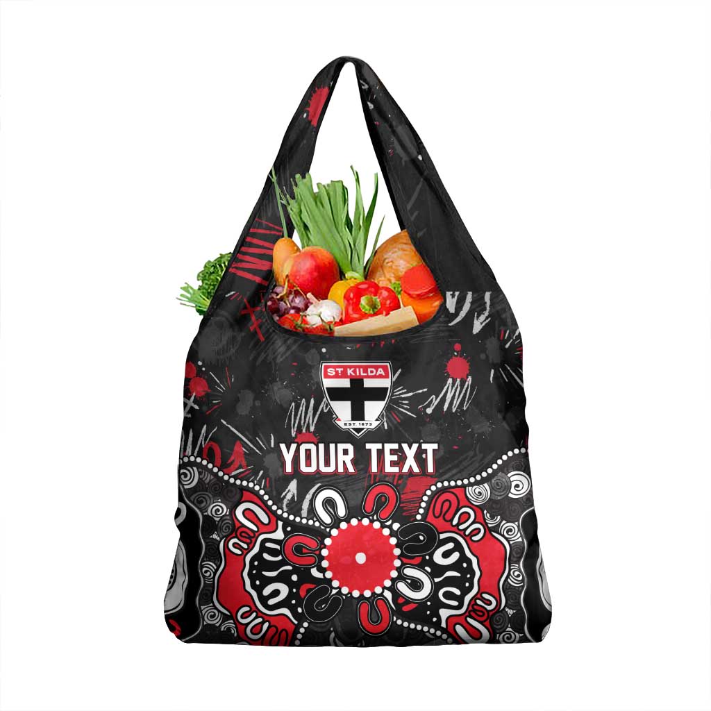 Personalized St Kilda Saints Grocery Bag Aboriginal Dot Painting Graffiti Style