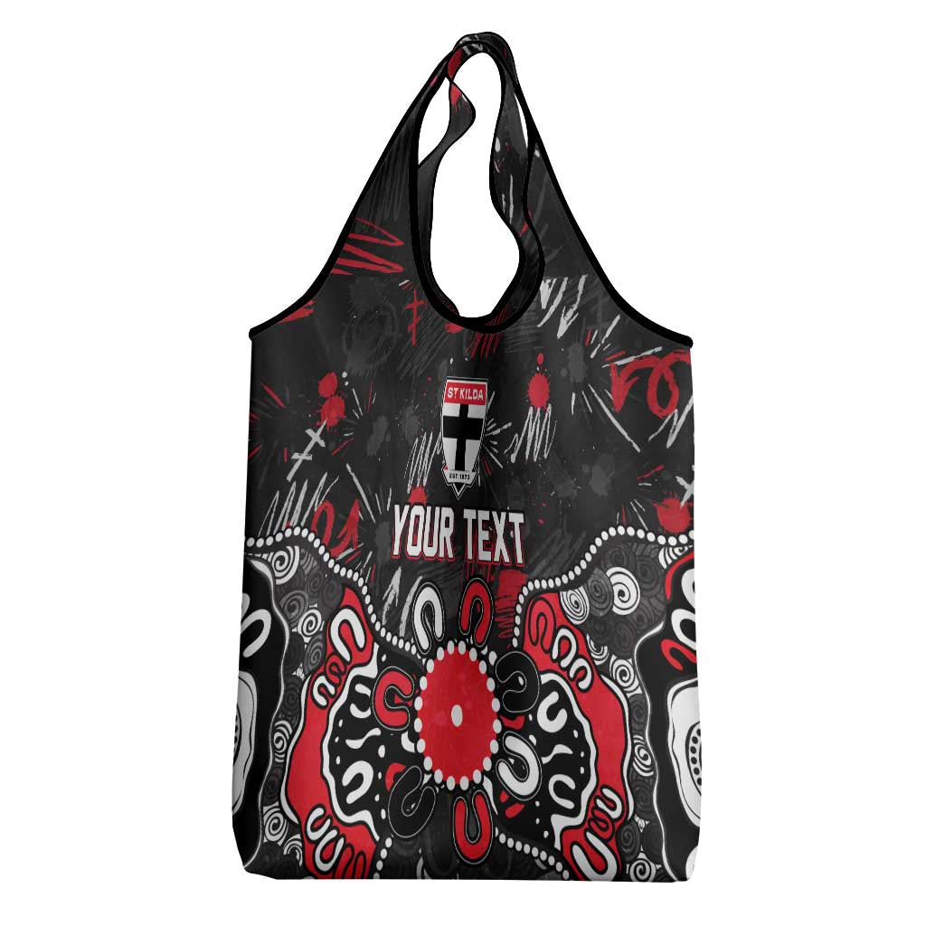 Personalized St Kilda Saints Grocery Bag Aboriginal Dot Painting Graffiti Style