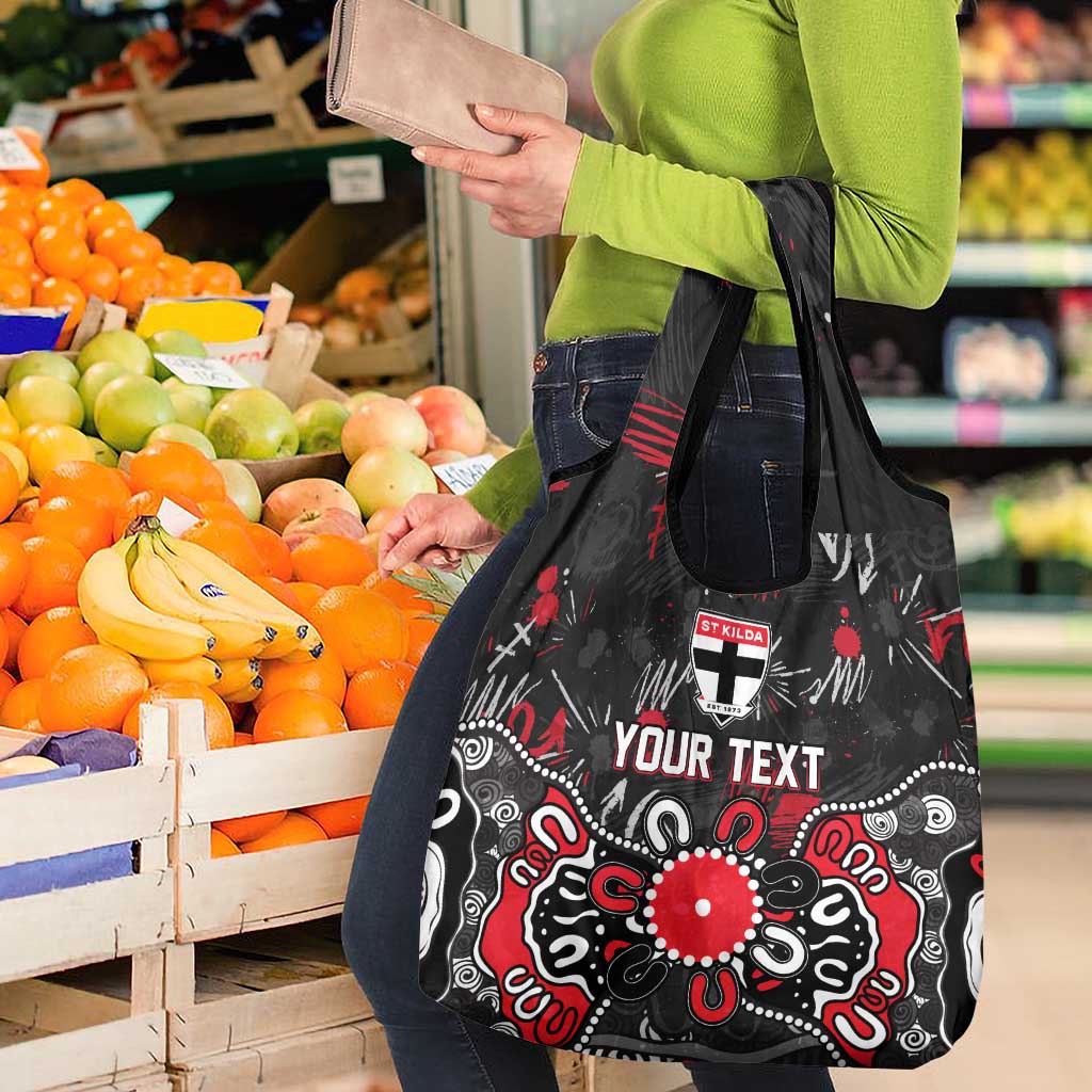 Personalized St Kilda Saints Grocery Bag Aboriginal Dot Painting Graffiti Style