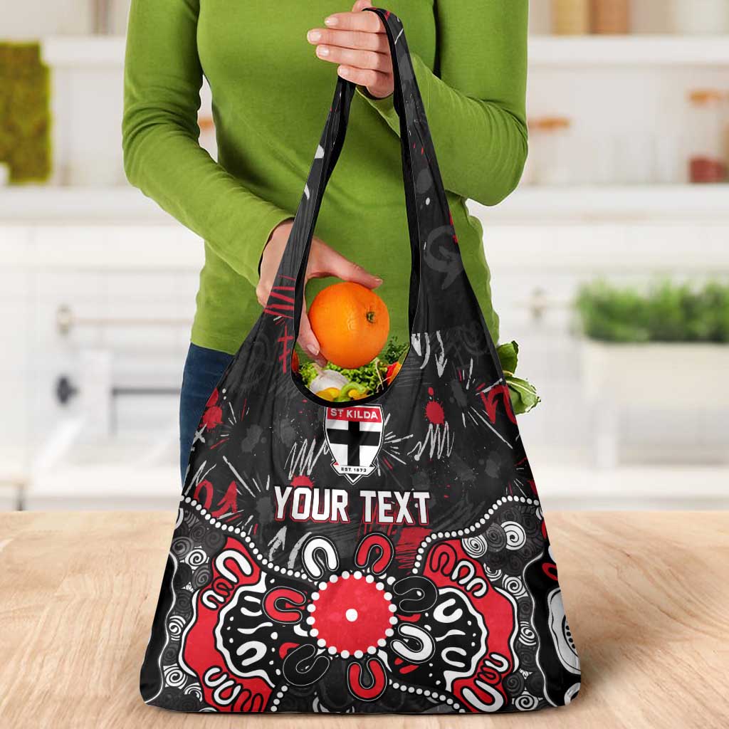 Personalized St Kilda Saints Grocery Bag Aboriginal Dot Painting Graffiti Style