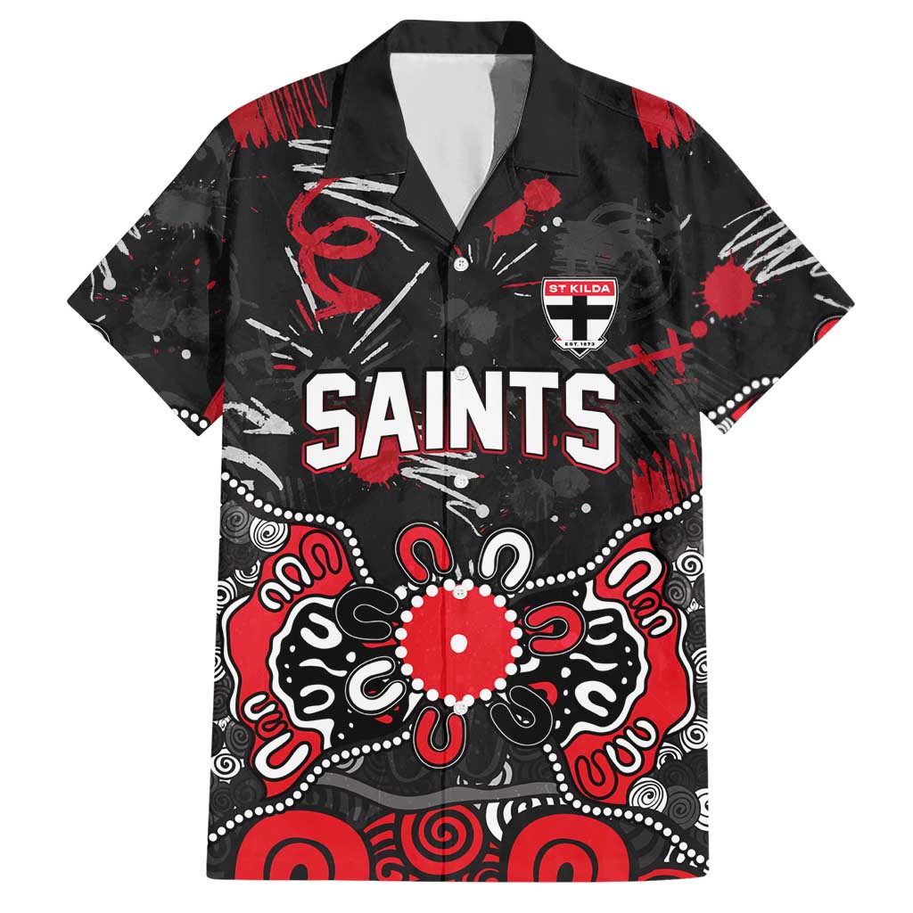 Personalized St Kilda Saints Hawaiian Shirt Aboriginal Dot Painting Graffiti Style