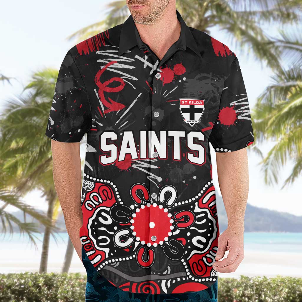 Personalized St Kilda Saints Hawaiian Shirt Aboriginal Dot Painting Graffiti Style
