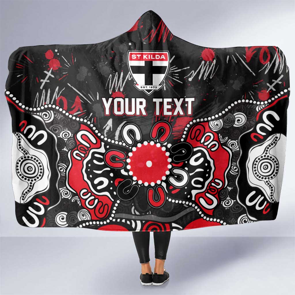 Personalized St Kilda Saints Hooded Blanket Aboriginal Dot Painting Graffiti Style