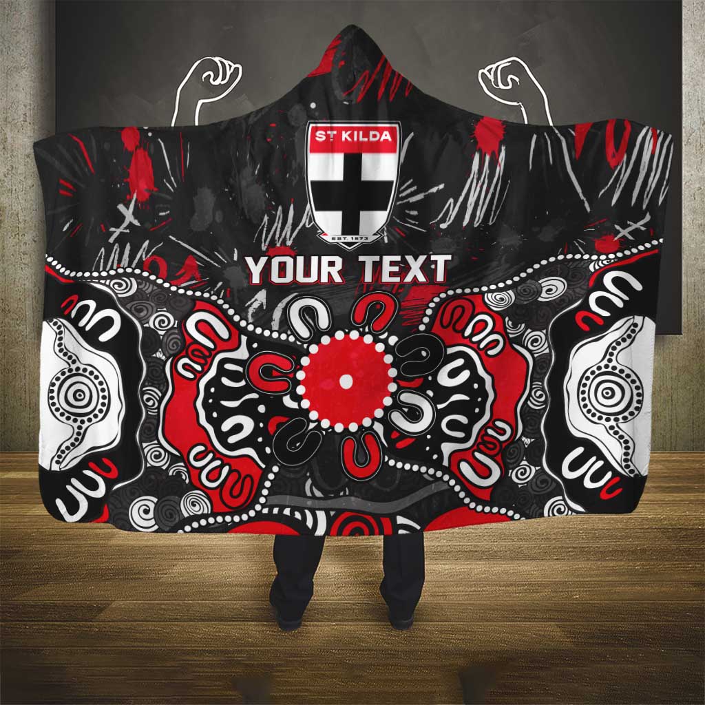 Personalized St Kilda Saints Hooded Blanket Aboriginal Dot Painting Graffiti Style