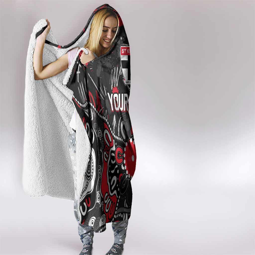 Personalized St Kilda Saints Hooded Blanket Aboriginal Dot Painting Graffiti Style