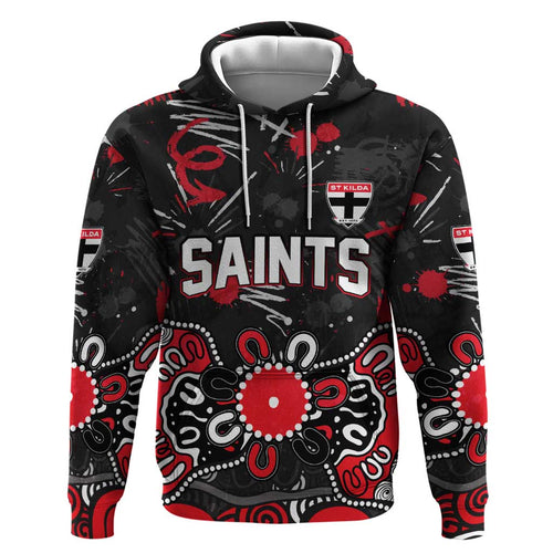 Personalized St Kilda Saints Hoodie Aboriginal Dot Painting Graffiti Style