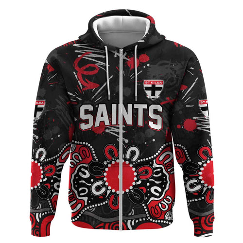 Personalized St Kilda Saints Hoodie Aboriginal Dot Painting Graffiti Style