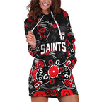 Personalized St Kilda Saints Hoodie Dress Aboriginal Dot Painting Graffiti Style