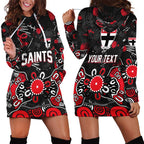 Personalized St Kilda Saints Hoodie Dress Aboriginal Dot Painting Graffiti Style