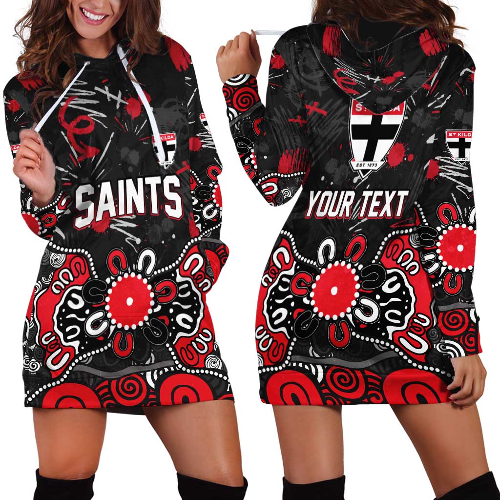 Personalized St Kilda Saints Hoodie Dress Aboriginal Dot Painting Graffiti Style