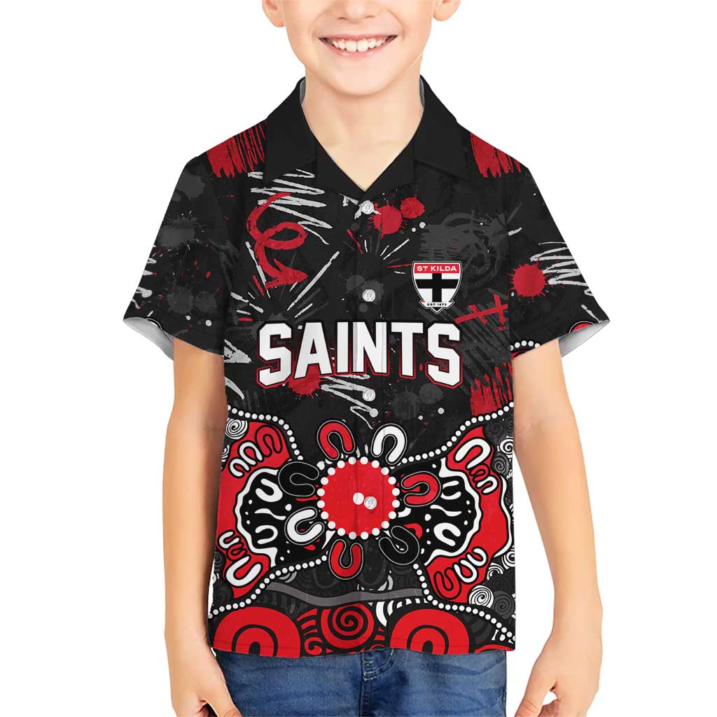 Personalized St Kilda Saints Kid Hawaiian Shirt Aboriginal Dot Painting Graffiti Style