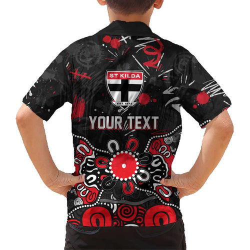 Personalized St Kilda Saints Kid Hawaiian Shirt Aboriginal Dot Painting Graffiti Style