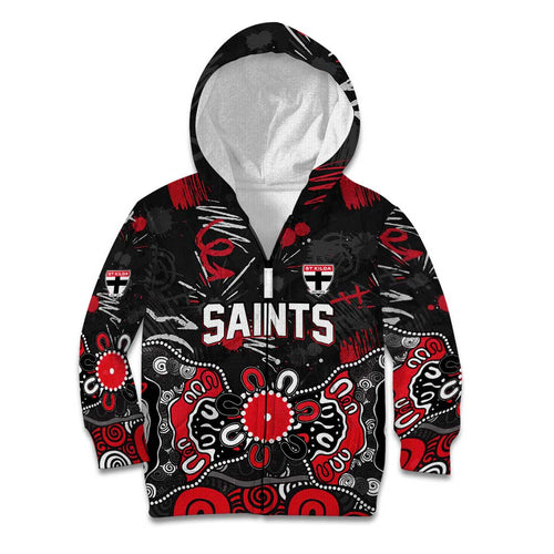 Personalized St Kilda Saints Kid Hoodie Aboriginal Dot Painting Graffiti Style