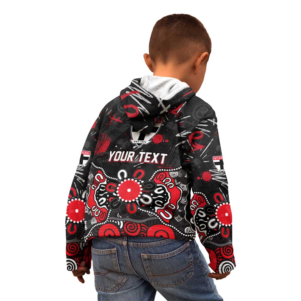 Personalized St Kilda Saints Kid Hoodie Aboriginal Dot Painting Graffiti Style