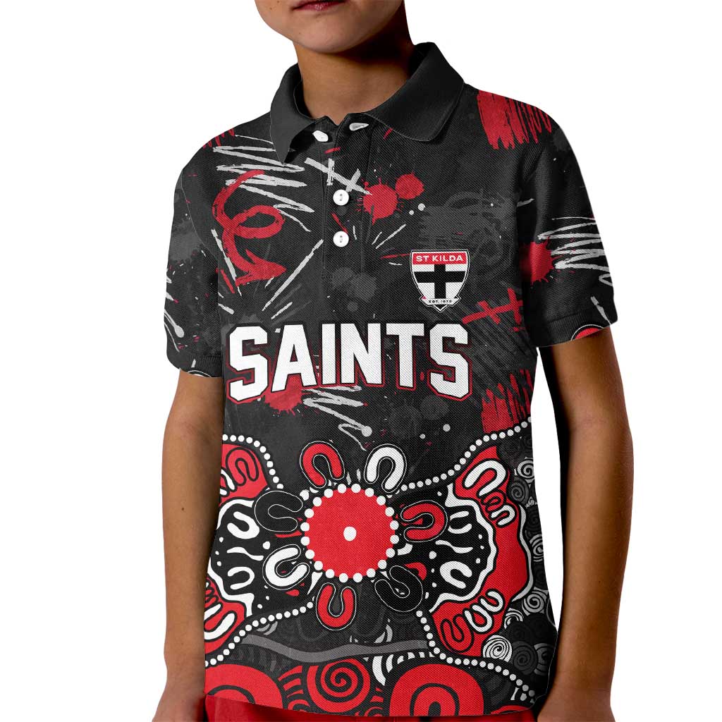 Personalized St Kilda Saints Kid Polo Shirt Aboriginal Dot Painting Graffiti Style