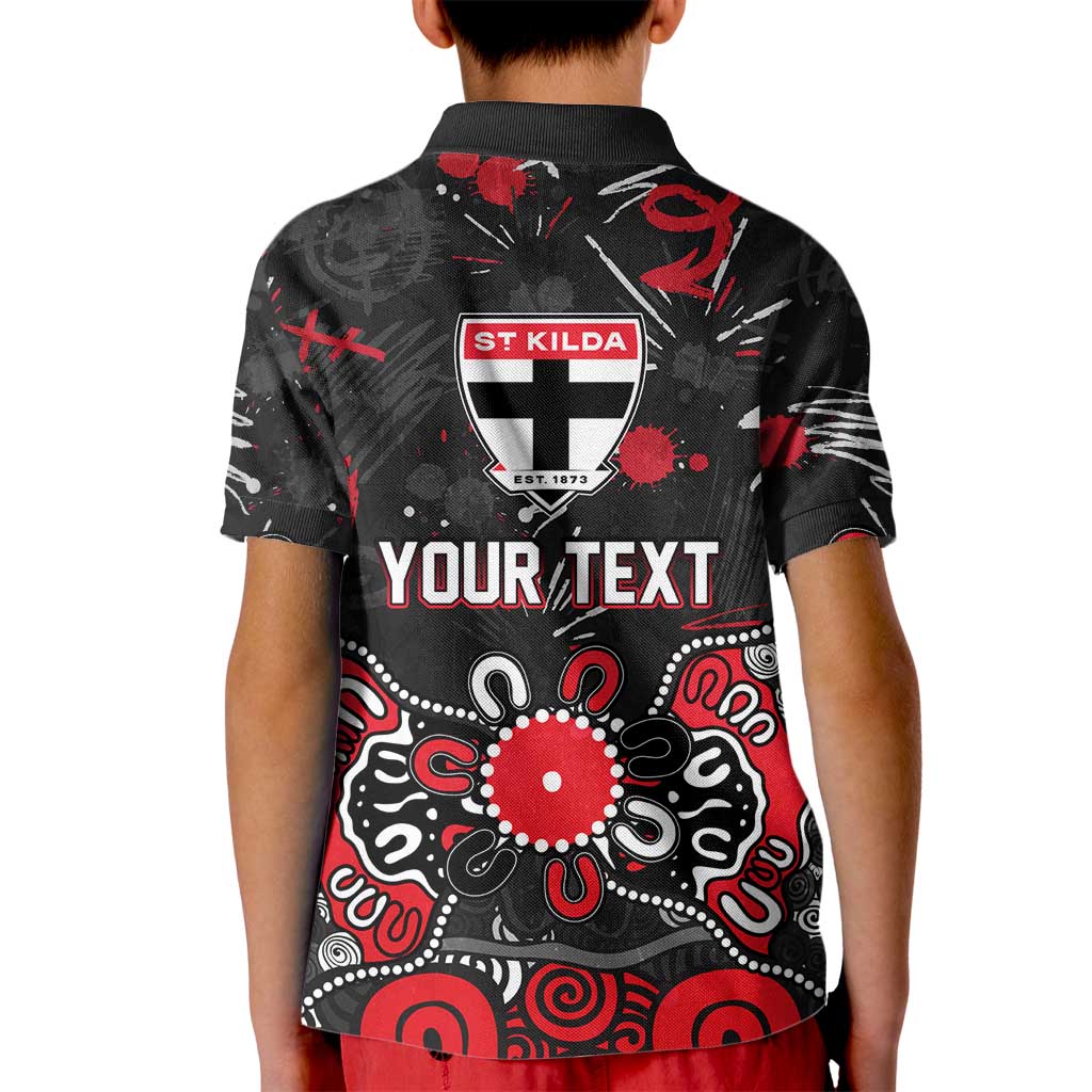 Personalized St Kilda Saints Kid Polo Shirt Aboriginal Dot Painting Graffiti Style
