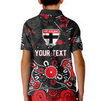 Personalized St Kilda Saints Kid Polo Shirt Aboriginal Dot Painting Graffiti Style