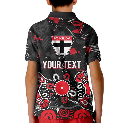 Personalized St Kilda Saints Kid Polo Shirt Aboriginal Dot Painting Graffiti Style