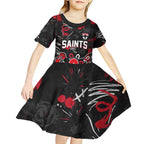 Personalized St Kilda Saints Kid Short Sleeve Dress Aboriginal Dot Painting Graffiti Style