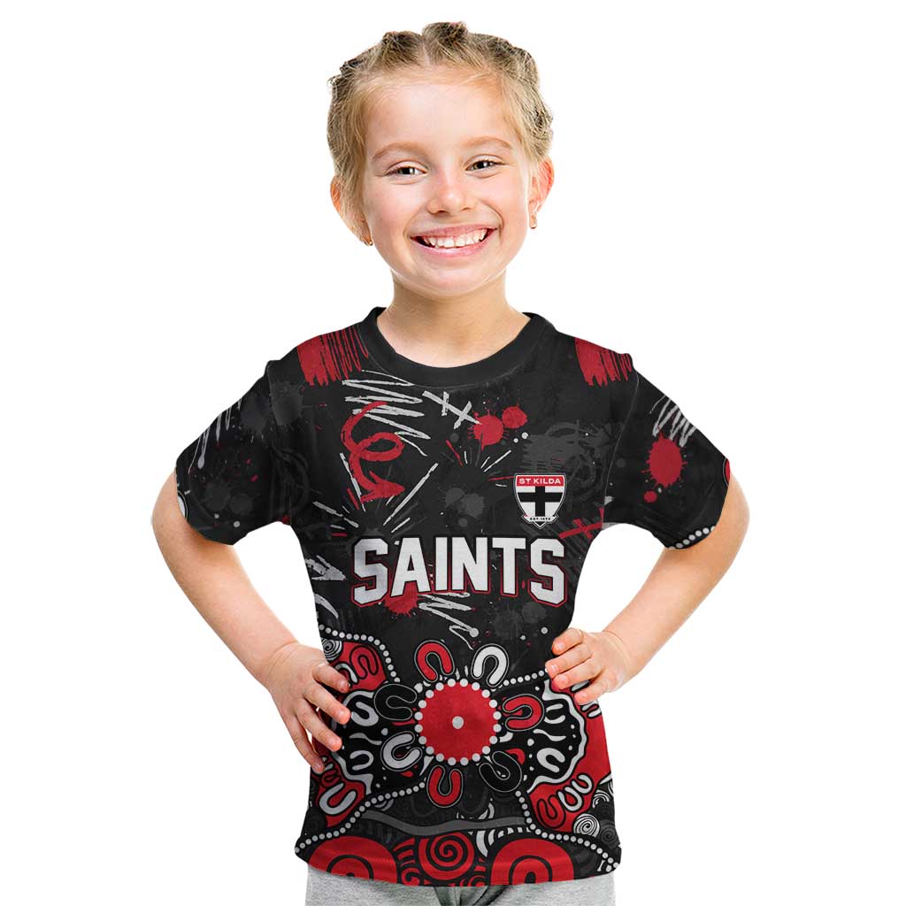 Personalized St Kilda Saints Kid T Shirt Aboriginal Dot Painting Graffiti Style