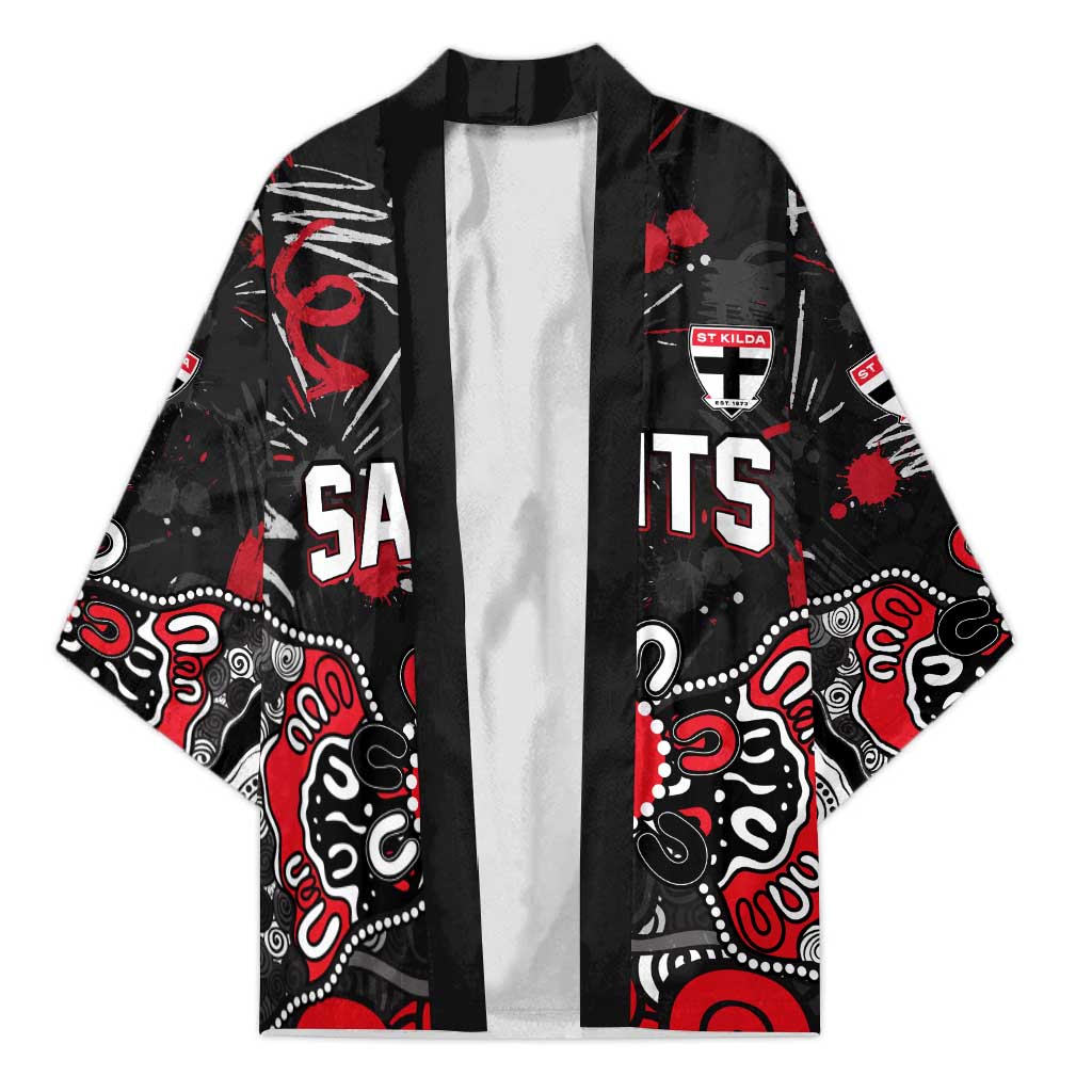 Personalized St Kilda Saints Kimono Aboriginal Dot Painting Graffiti Style