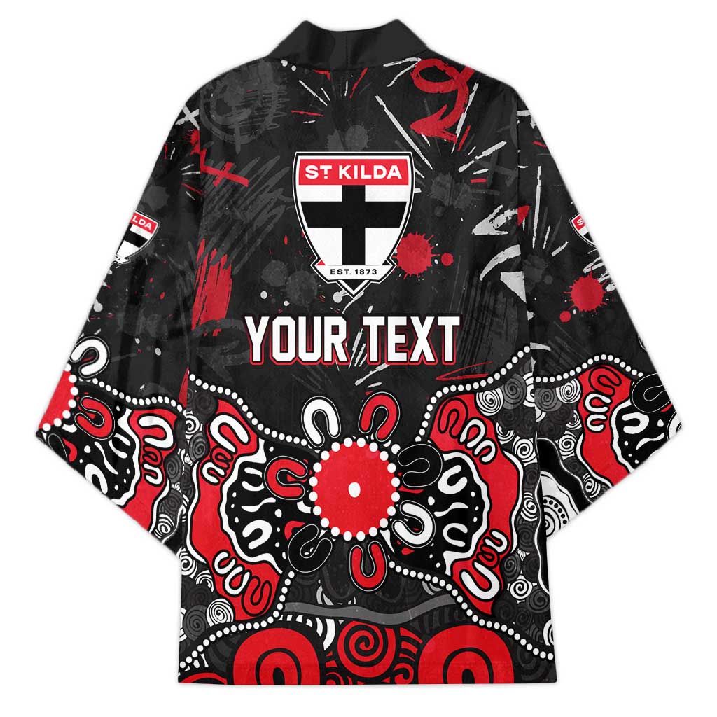 Personalized St Kilda Saints Kimono Aboriginal Dot Painting Graffiti Style