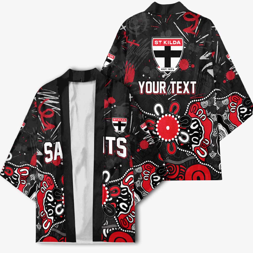 Personalized St Kilda Saints Kimono Aboriginal Dot Painting Graffiti Style