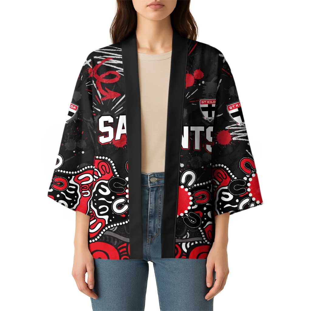 Personalized St Kilda Saints Kimono Aboriginal Dot Painting Graffiti Style