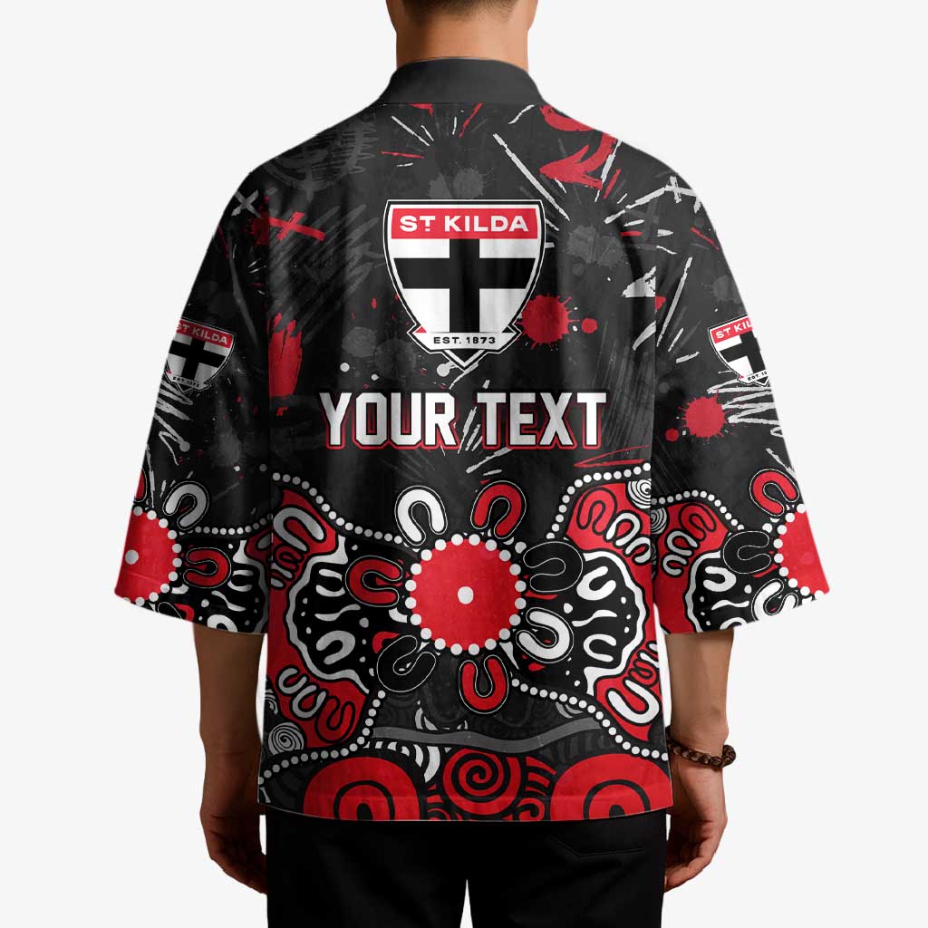 Personalized St Kilda Saints Kimono Aboriginal Dot Painting Graffiti Style