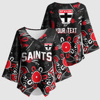 Personalized St Kilda Saints Kimono Sleeve Blouse Aboriginal Dot Painting Graffiti Style