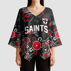Personalized St Kilda Saints Kimono Sleeve Blouse Aboriginal Dot Painting Graffiti Style