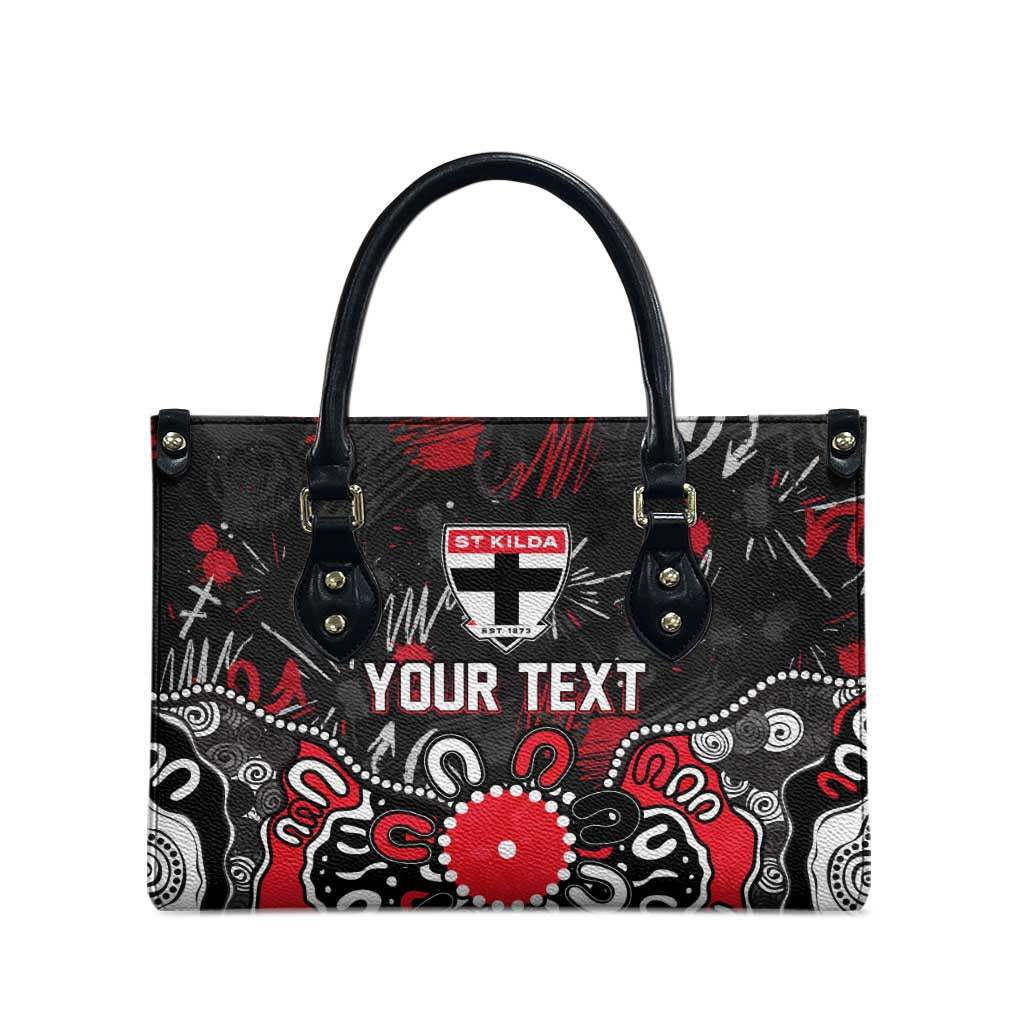 Personalized St Kilda Saints Leather Bag Aboriginal Dot Painting Graffiti Style