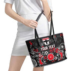 Personalized St Kilda Saints Leather Tote Bag Aboriginal Dot Painting Graffiti Style
