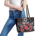 Personalized St Kilda Saints Leather Tote Bag Aboriginal Dot Painting Graffiti Style