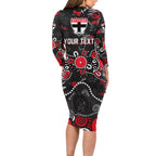 Personalized St Kilda Saints Long Sleeve Bodycon Dress Aboriginal Dot Painting Graffiti Style