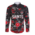 Personalized St Kilda Saints Long Sleeve Button Shirt Aboriginal Dot Painting Graffiti Style
