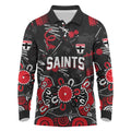 Personalized St Kilda Saints Long Sleeve Polo Shirt Aboriginal Dot Painting Graffiti Style