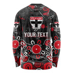 Personalized St Kilda Saints Long Sleeve Shirt Aboriginal Dot Painting Graffiti Style