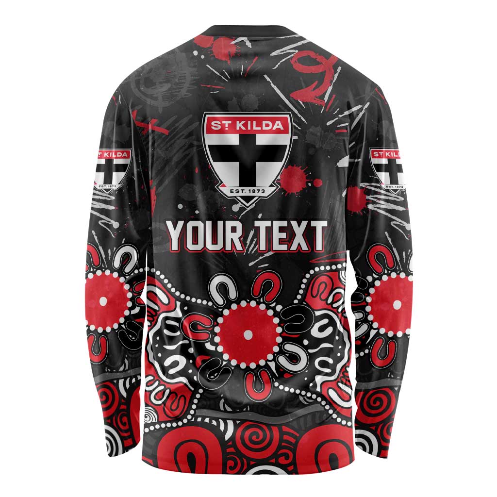 Personalized St Kilda Saints Long Sleeve Shirt Aboriginal Dot Painting Graffiti Style