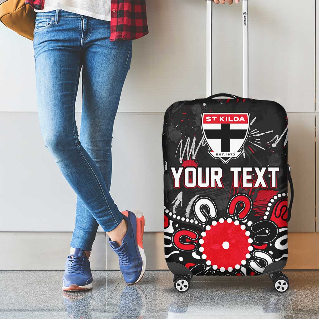 Personalized St Kilda Saints Luggage Cover Aboriginal Dot Painting Graffiti Style