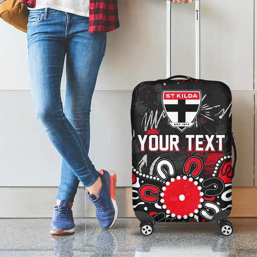 Personalized St Kilda Saints Luggage Cover Aboriginal Dot Painting Graffiti Style
