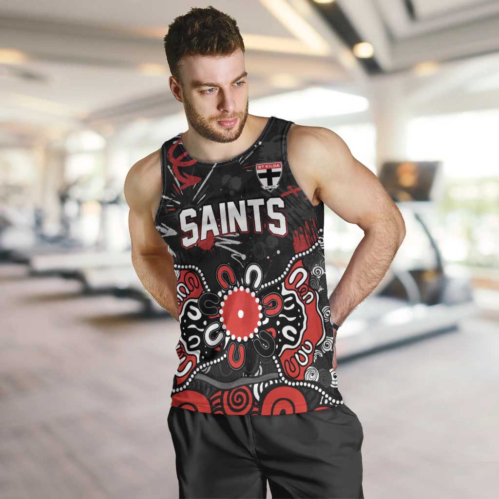 Personalized St Kilda Saints Men Tank Top Aboriginal Dot Painting Graffiti Style