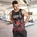 Personalized St Kilda Saints Men Tank Top Aboriginal Dot Painting Graffiti Style