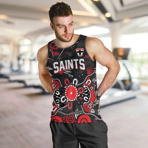 Personalized St Kilda Saints Men Tank Top Aboriginal Dot Painting Graffiti Style