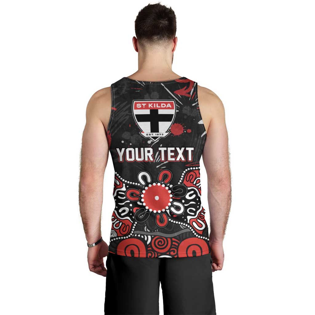 Personalized St Kilda Saints Men Tank Top Aboriginal Dot Painting Graffiti Style